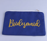 Bridesmaid Makeup Bag Personalized Canvas Monogram Bachelorette Birthday Gift for Her