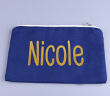 Customized Makeup Bag Personalized Gift, Your Name Canvas Burlap Zipper Craft Pouches