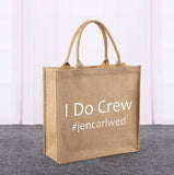 Customized  Burlap Tote Bag Satin Ribbon, Your Text Bachelorette Party Guests Welcome