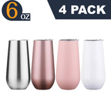 4 Pack, 6 oz Tumblers Stainless Steel Bottle Insulated Cup Bridesmaid Proposal Box Gift
