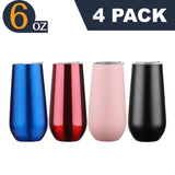 4 Pack, 6 oz Tumblers Stainless Steel Bottle Insulated Cup Bridesmaid Proposal Box Gift
