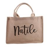 Customized  Burlap Tote Bag Satin Ribbon, Your Text Bachelorette Party Guests Welcome