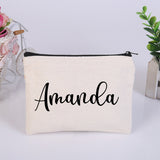 Bridesmaid Makeup Bag Personalized Canvas Monogram Bachelorette Birthday Gift for Her