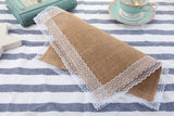 Set of 6 - Natural Burlap Table Placemats with Lace Wedding DŽcor
