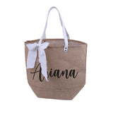 Personalized Burlap Tote Handbag Your Name Beach Bag Bachelorette Gift