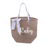 Personalized Burlap Tote Handbag Your Name Beach Bag Bachelorette Gift