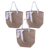 Burlap Jute Totes Handbag with Ribbon Reusable Shopping Bag