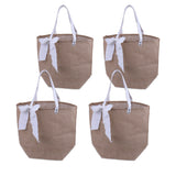 Burlap Jute Totes Handbag with Ribbon Reusable Shopping Bag