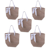 Burlap Jute Totes Handbag with Ribbon Reusable Shopping Bag