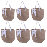 Burlap Jute Totes Handbag with Ribbon Reusable Shopping Bag