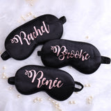 Personalized Satin Sleep Mask, Rose Gold Metallic Text Gift