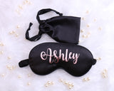 Personalized Satin Sleep Mask, Rose Gold Metallic Text Gift