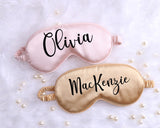 Personalized Satin Sleep Mask, Rose Gold Metallic Text Gift