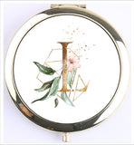 Compact Mirror with Monogram Initial Bachelorette Gift (Gold)