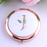 Compact Mirror with Monogram Initial Bachelorette Gift (Rose Gold)