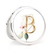 Compact Mirror with Monogram Initial Bachelorette Gift (Silver)