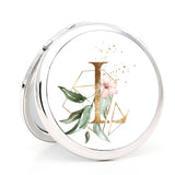 Compact Mirror with Monogram Initial Bachelorette Gift (Silver)