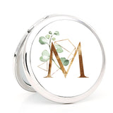 Compact Mirror with Monogram Initial Bachelorette Gift (Silver)