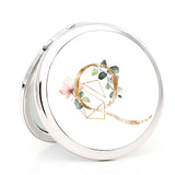 Compact Mirror with Monogram Initial Bachelorette Gift (Silver)