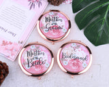 Bridesmaid Gifts Rose Gold Floral Pocket Mirrors Wedding