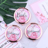 Bridesmaid Gifts Rose Gold Floral Pocket Mirrors Wedding