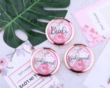 Bridesmaid Gifts Rose Gold Floral Pocket Mirrors Wedding