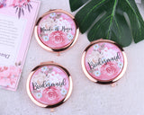 Bridesmaid Gifts Rose Gold Floral Pocket Mirrors Wedding