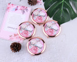Bridesmaid Gifts Rose Gold Floral Pocket Mirrors Wedding