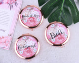 Bridesmaid Gifts Rose Gold Floral Pocket Mirrors Wedding