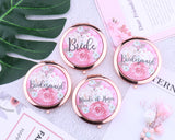 Bridesmaid Gifts Rose Gold Floral Pocket Mirrors Wedding