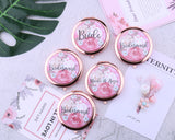 Bridesmaid Gifts Rose Gold Floral Pocket Mirrors Wedding