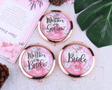 Bridesmaid Gifts Rose Gold Floral Pocket Mirrors Wedding