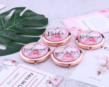 Bridesmaid Gifts Rose Gold Floral Pocket Mirrors Wedding