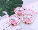 Bridesmaid Gifts Rose Gold Floral Pocket Mirrors Wedding
