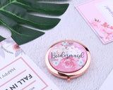 Bridesmaid Gifts Rose Gold Floral Pocket Mirrors Wedding