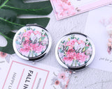 Personalized Silver Compact Mirror Floral Makeup Mirror Favors