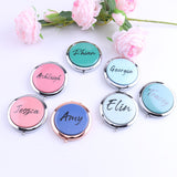 Personalized Gold Compact Mirror Your Custom Name Floral Bridesmaid Gift