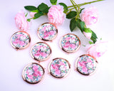 Personalized Silver Compact Mirror Floral Makeup Mirror Favors