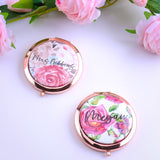 Personalized Floral Compact Mirror with Your Name Unique Gift for Her