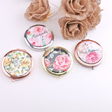 Personalized Floral Compact Mirror with Your Name Unique Gift for Her
