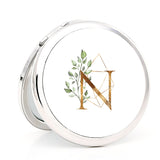 Personalized Compact Mirror with Floral Initial Background Your Name Gift