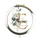 Personalized Compact Mirror with Floral Initial Background Your Name Gift