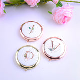 Personalized Compact Mirror with Floral Initial Background Your Name Gift