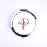 Personalized Compact Mirror with Floral Initial Background Your Name Gift