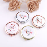 Personalized Compact Mirror with Floral Initial Background Your Name Gift