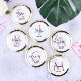 Personalized Compact Mirror Floral Initial Monogrammed