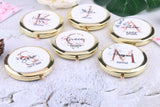 Personalized Compact Mirror Floral Initial Monogrammed