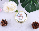 Personalized Compact Mirror Floral Initial Monogrammed