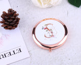 Personalized Compact Mirror Floral Initial Monogrammed