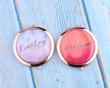 Personalized Compact Mirror Watercolor Your Name Custom Text